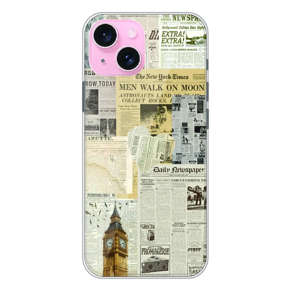 Vintage Newspaper Collage - Printed Silicone Case For Apple iPhone 14 Plus
