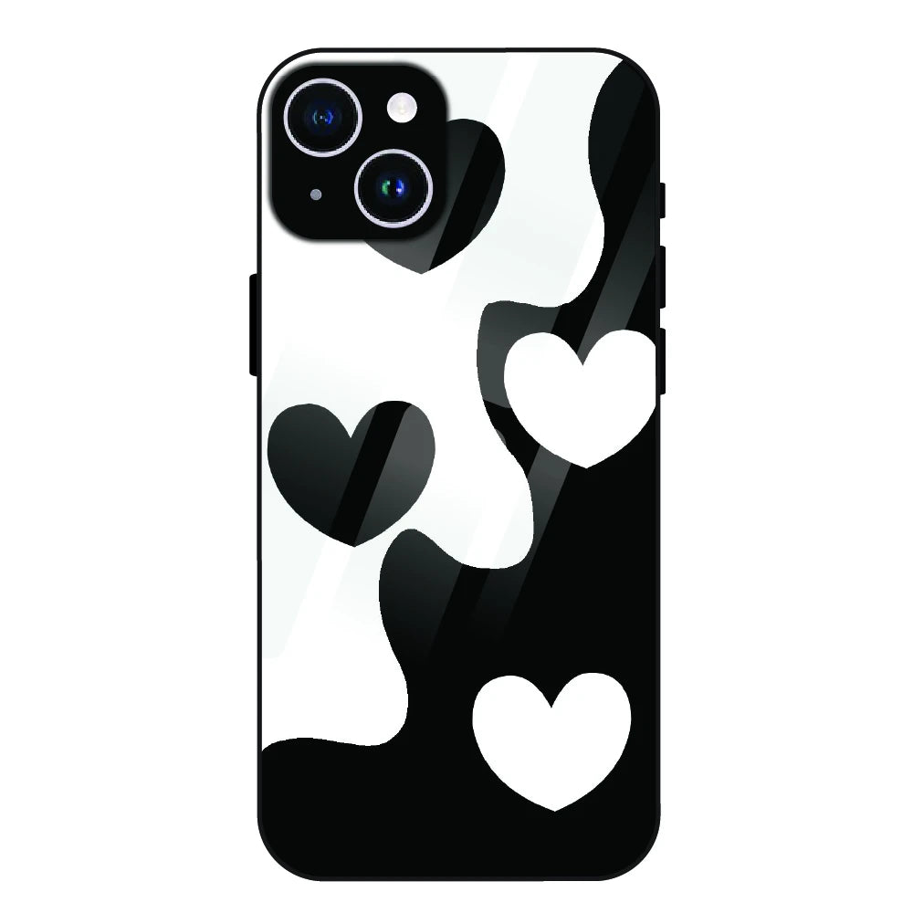 Monochrome Heart Flow - Glass Case For Apple iPhone 14 Plus