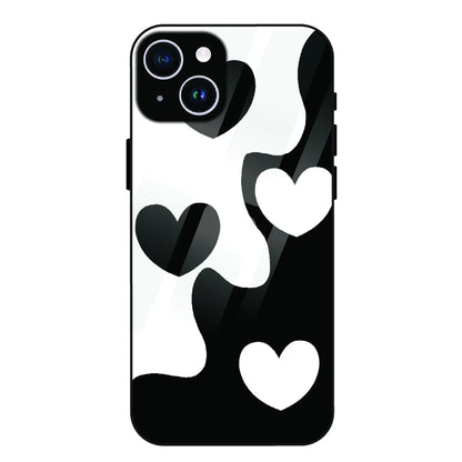 Monochrome Heart Flow - Glass Case For Apple iPhone 14 Plus