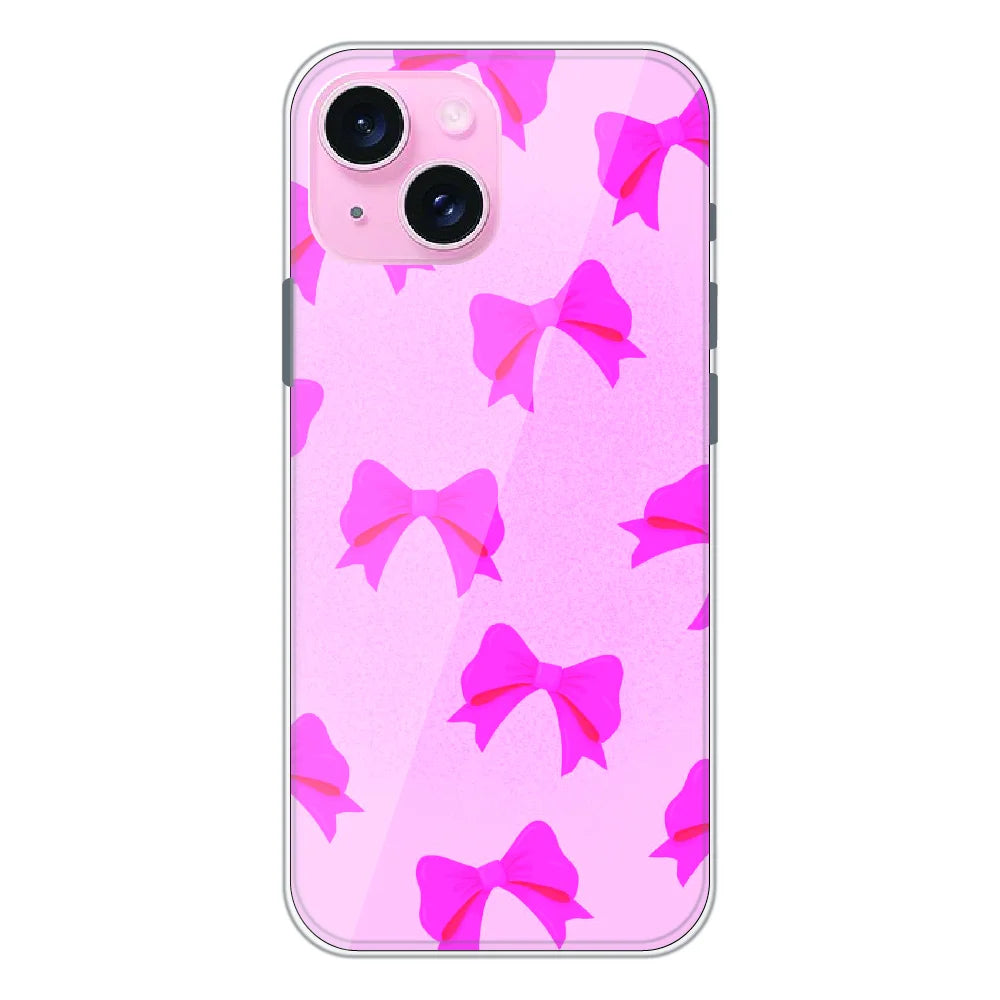 Pink Bow Aesthetic Pattern - Printed Silicone Case For Apple iPhone 14 Plus