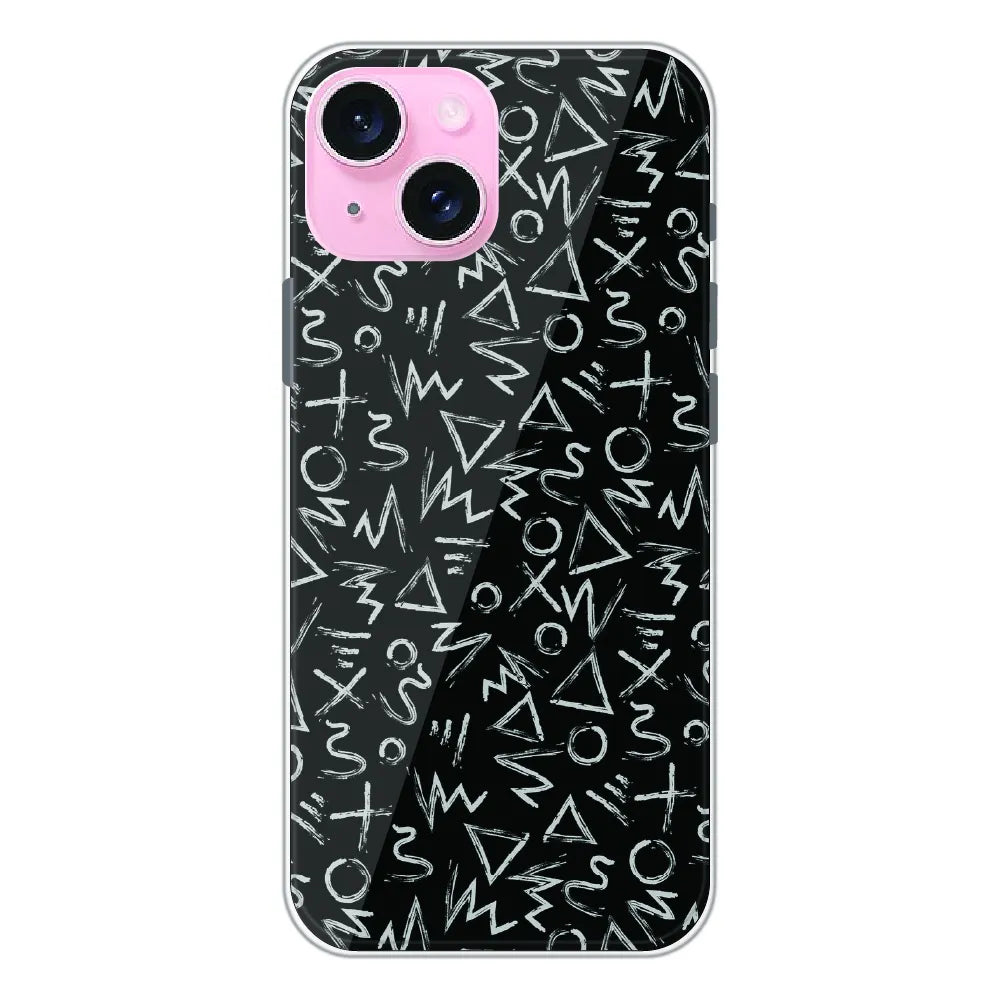 Geometric Black & White Pattern - Printed Silicone Case For Apple iPhone 14 Plus