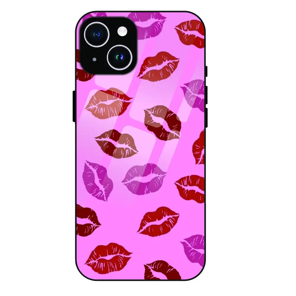 Pink Lips Pop Art Pattern - Glass Case For Apple iPhone 14 Plus