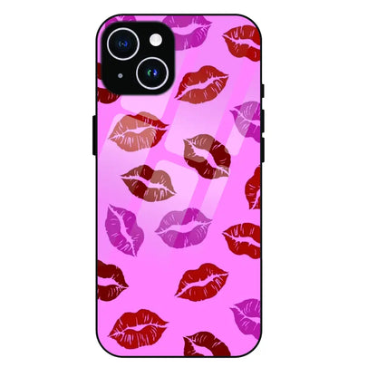 Pink Lips Pop Art Pattern - Glass Case For Apple iPhone 14 Plus