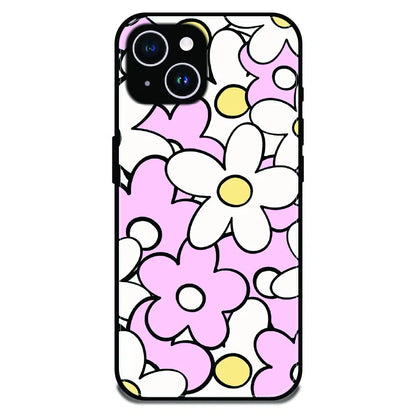 Pink Daisy Floral Pop - Glossy Metal Silicone Case For Apple iPhone 14 Plus