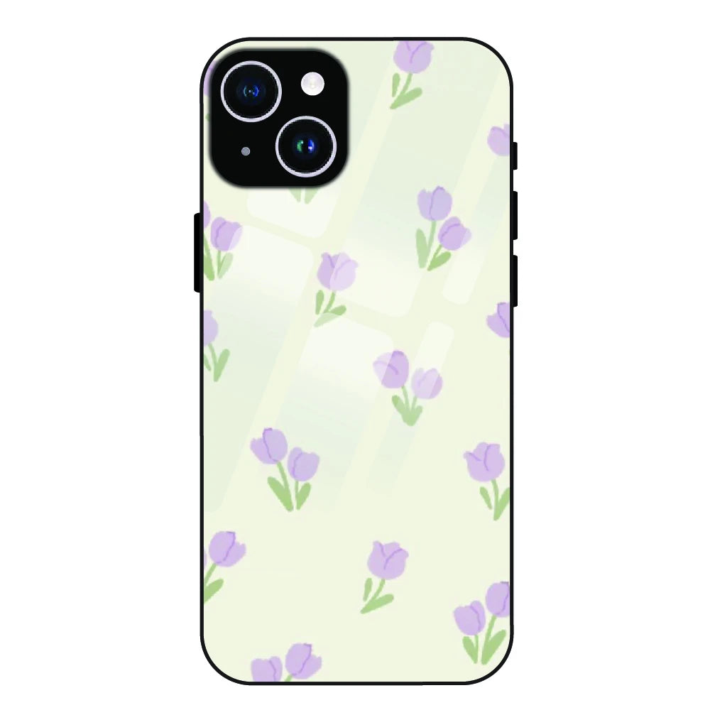 Minimal Tulip Pattern - Glass Case For Apple iPhone 14 Plus