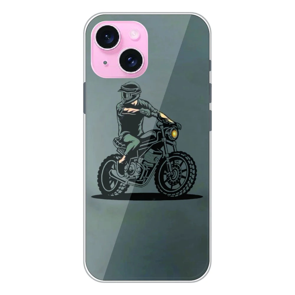 Vintage Biker Rider Art - Printed Silicone Case For Apple iPhone 14 Plus