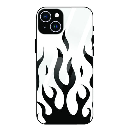 Monochrome Flame Art - Glass Case For Apple iPhone 14 Plus