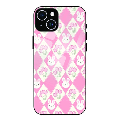 Pink Bunny Argyle - Glass Case For Apple iPhone 14 Plus
