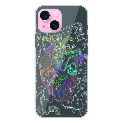 Anatomical Heart Line Art - Printed Silicone Case For Apple iPhone 14 Plus