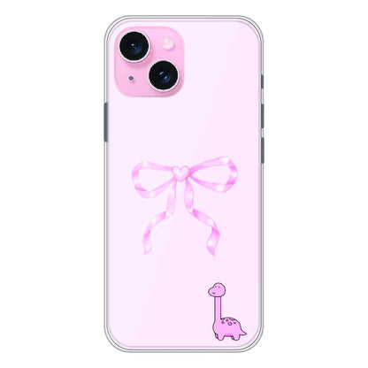 Cute Pink Dino Bow - Printed Silicone Case For Apple iPhone 14 Plus