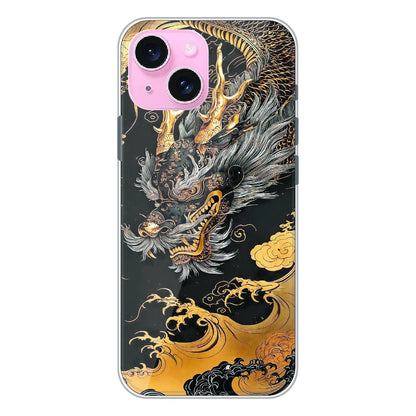 Golden Dragon Japanese Art - Printed Silicone Case For Apple iPhone 14 Plus