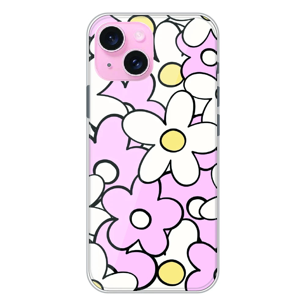 Pink Daisy Floral Pop - Printed Silicone Case For Apple iPhone 14 Plus