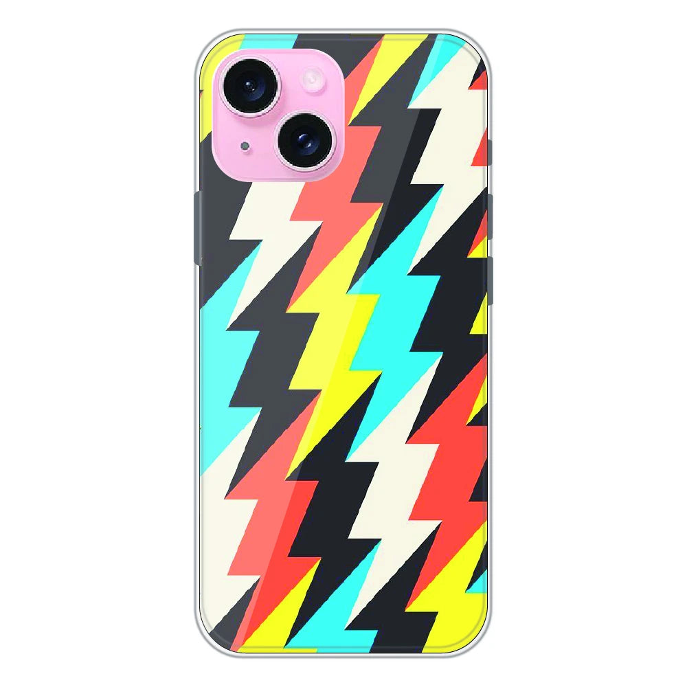 Retro Lightning Bolt Pattern - Printed Silicone Case For Apple iPhone 14 Plus