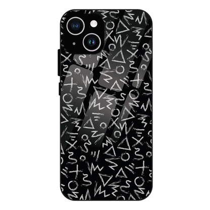Geometric Black & White Pattern - Glass Case For Apple iPhone 14 Plus