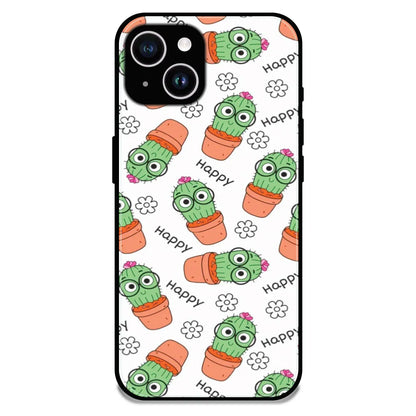 Cute Cactus Happy - Glossy Metal Silicone Case For Apple iPhone 14 Plus