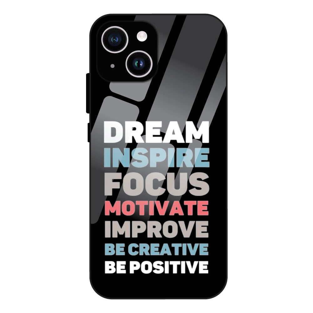 Dream Inspire Focus Typography - Glass Case For Apple iPhone 14 Plus