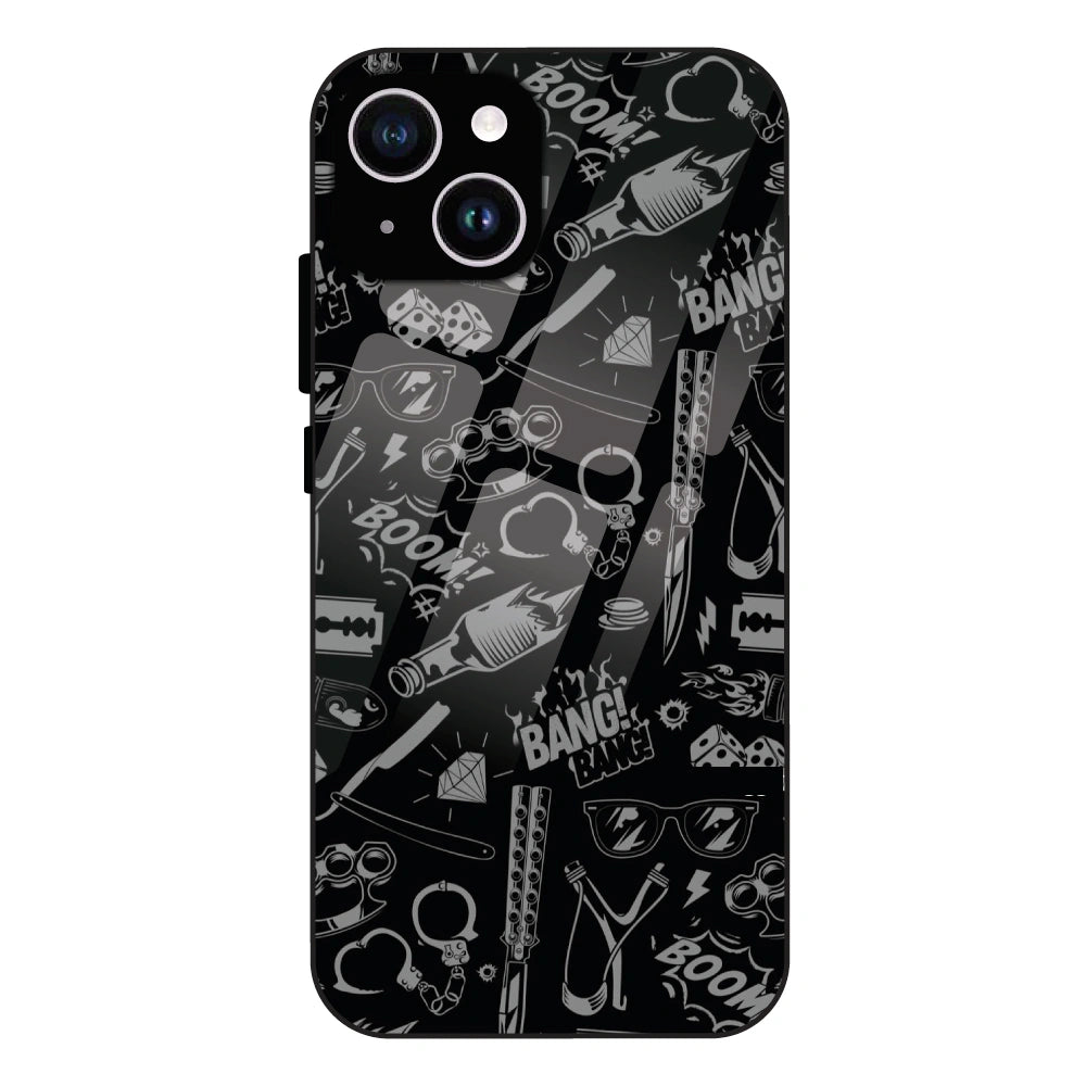 Black Graphic Street Art - Glass Case For Apple iPhone 14 Plus