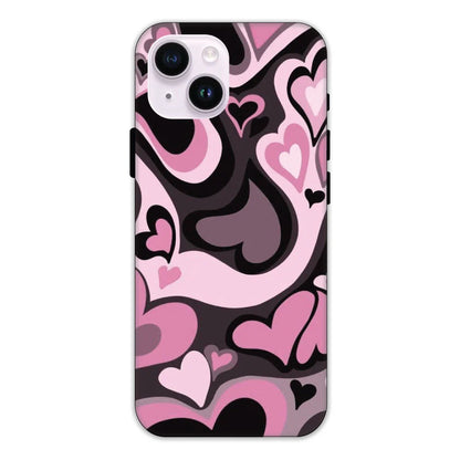 Pink & Black Mini Hearts Hard Case Apple iPhone 14 Plus Models