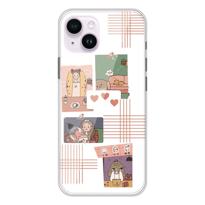Cute Girl Collage - Clear Printed Silicone Case For Apple iPhone Models -Apple iPhone 14 plus