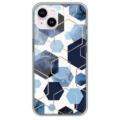 Blue Hex Mosaic - Printed Silicone Case for Apple iPhone 14 Plus