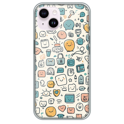 Happy Doodle Icons - Printed Silicone Case for Apple iPhone 14 Plus