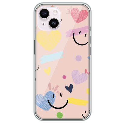 Happy Hearts Doodle - Printed Silicone Case for Apple iPhone 14 Plus