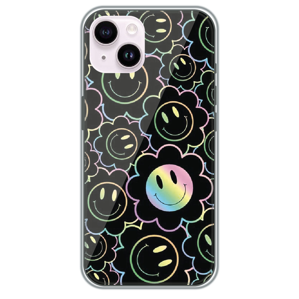 Holographic Smiley Bloom - Printed Silicone Case for Apple iPhone 14 Plus