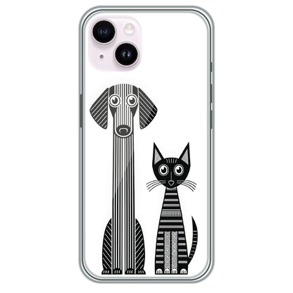 Line Art Dog & Cat - Printed Silicone Case for Apple iPhone 14 Plus