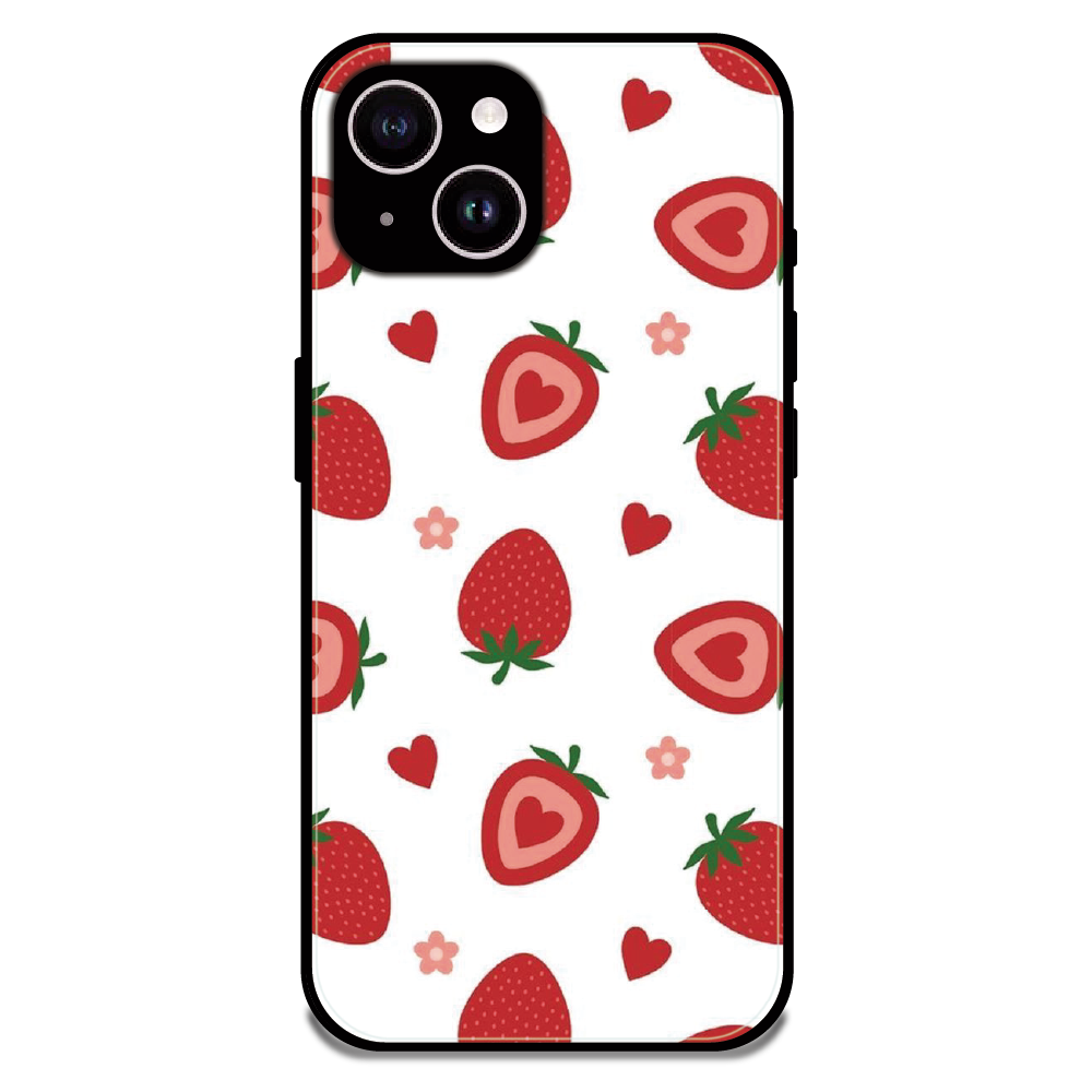 Strawberry - Glossy Metal Silicone Case For Apple iPhone 14 Plus