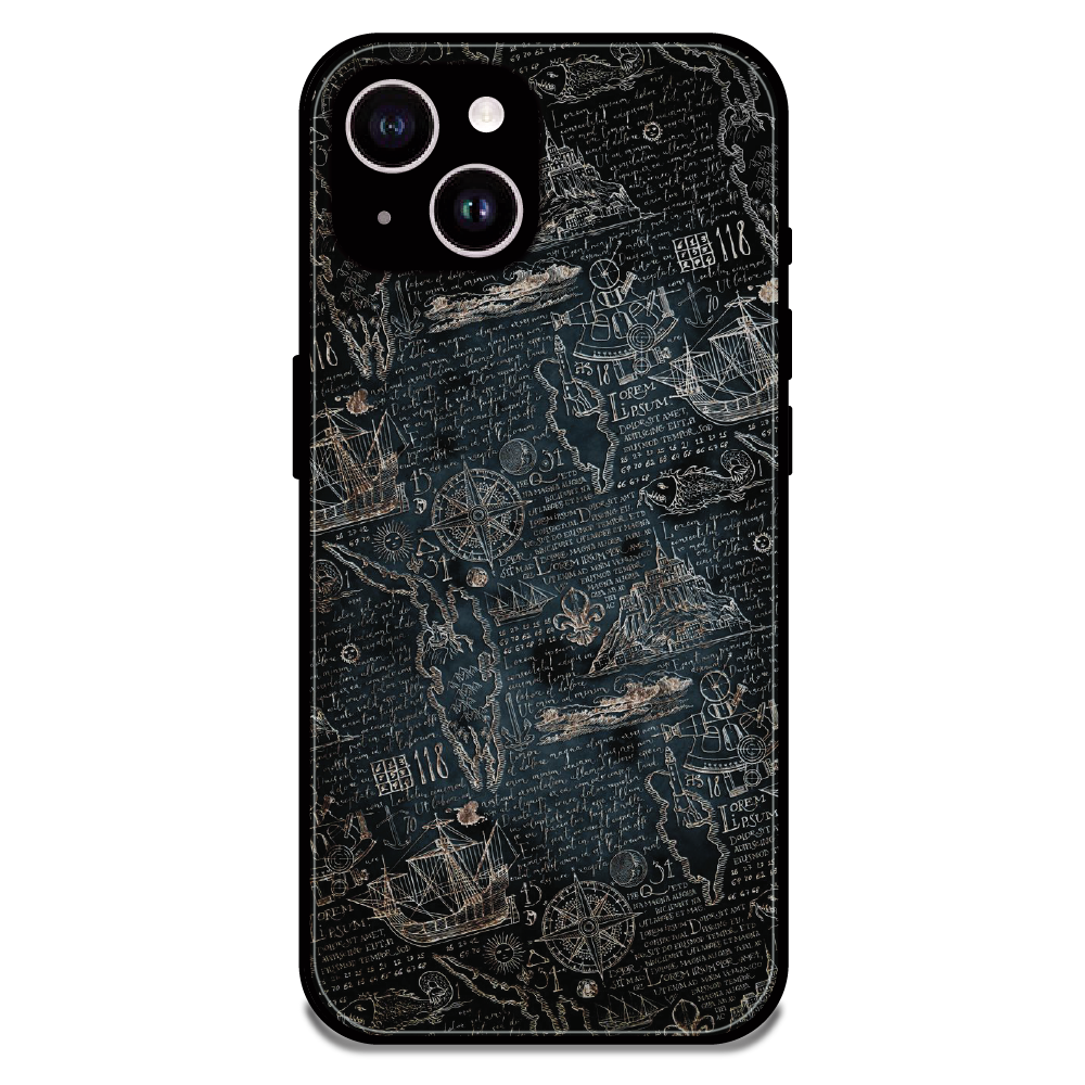 Vintage Explorer Map - Glossy Metal Silicone Case For Apple iPhone 14 Plus