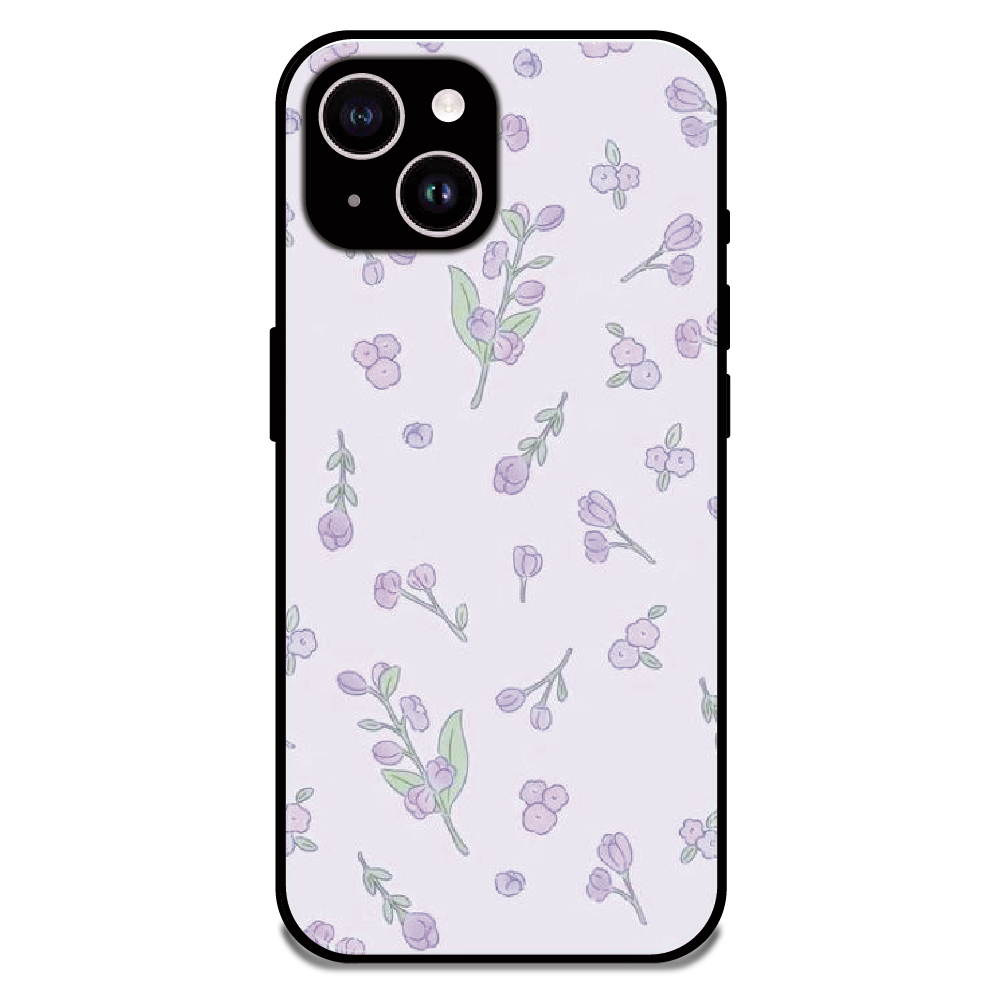 Lavender Floral Ditsy - Glossy Metal Silicone Case For Apple iPhone 14 Plus