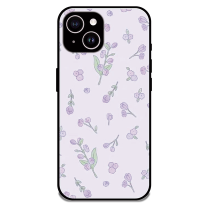 Lavender Floral Ditsy - Glossy Metal Silicone Case For Apple iPhone 14 Plus