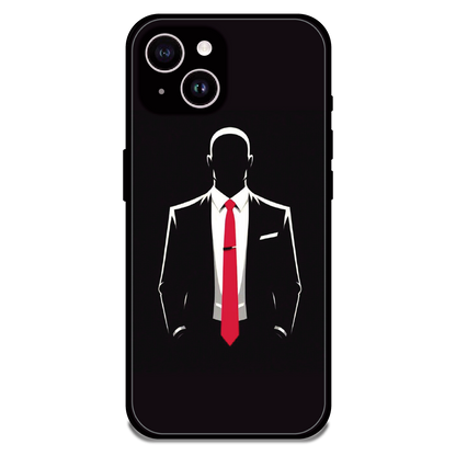Red Tie Silhouette - Glossy Metal Silicone Case For Apple iPhone 14 Plus