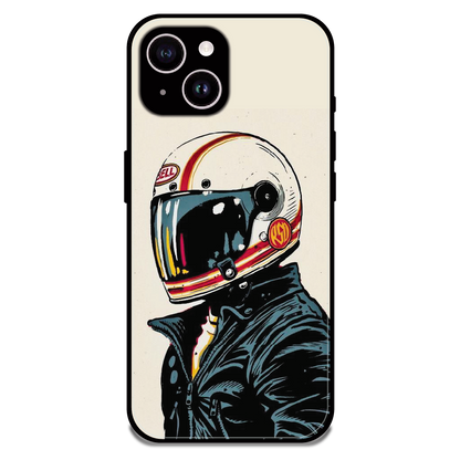 Retro Racer Helmet - Glossy Metal Silicone Case For Apple iPhone 14 Plus