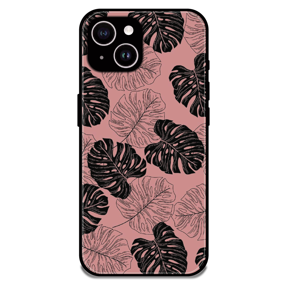 Tropical Monstera Leaf Pattern - Glossy Metal Silicone Case For Apple iPhone 14 Plus
