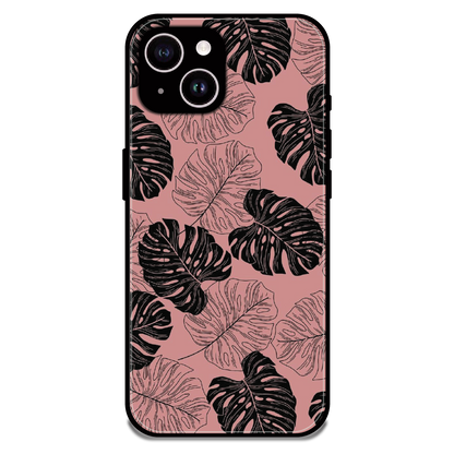 Tropical Monstera Leaf Pattern - Glossy Metal Silicone Case For Apple iPhone 14 Plus