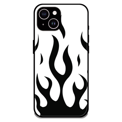 Monochrome Flame Art - Glossy Metal Silicone Case For Apple iPhone 14 Plus