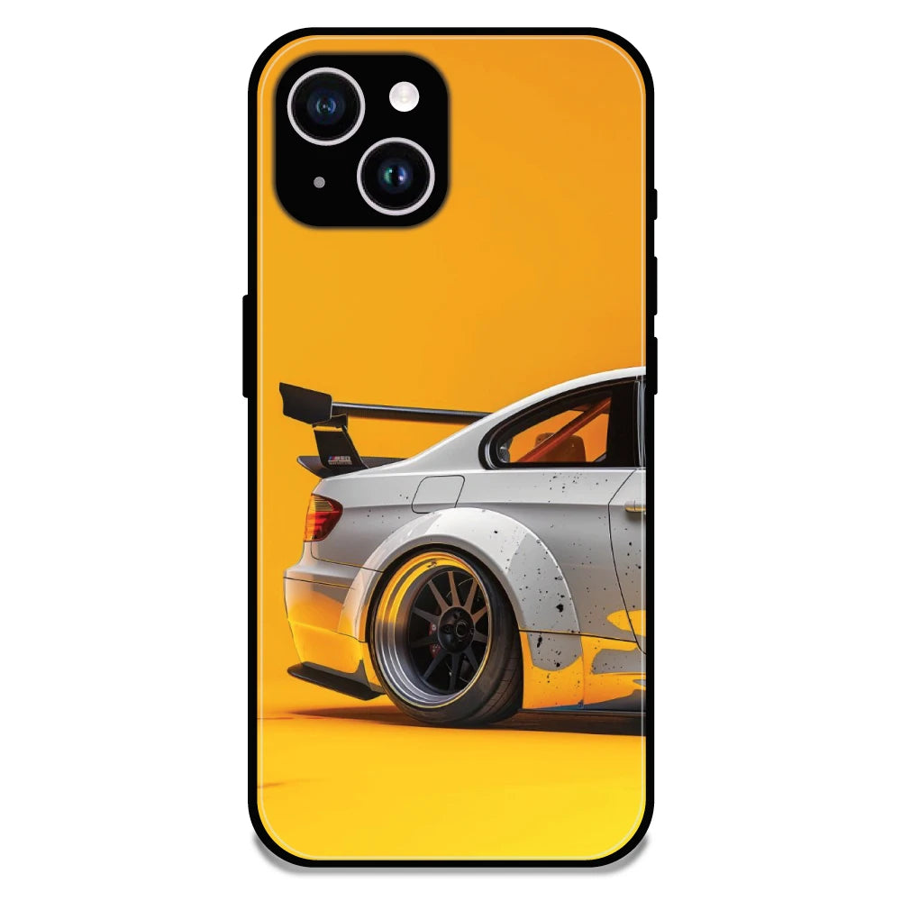 Sport Car Yellow Background - Glossy Metal Silicone Case For Apple iPhone 14 Plus