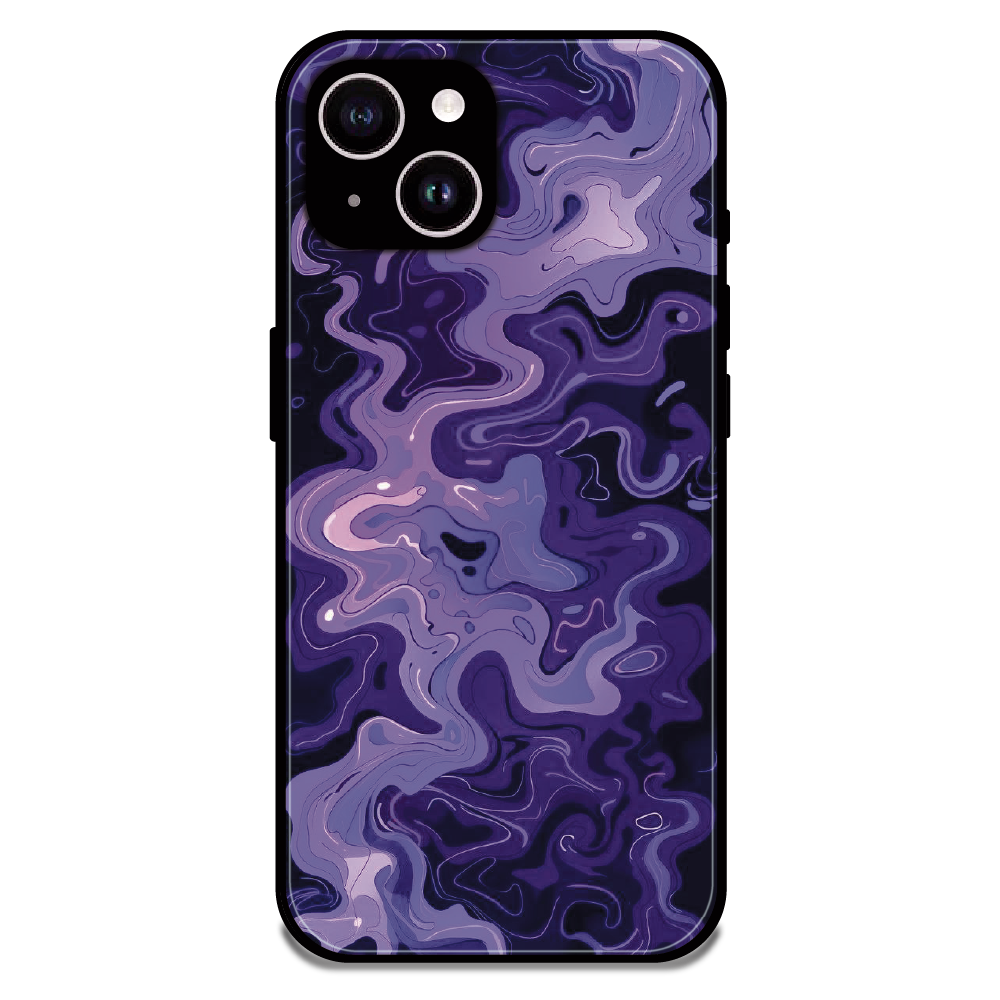 Purple Wave Abstract - Glossy Metal Silicone Case For Apple iPhone 14 Plus