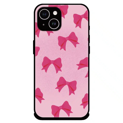 Pink Bow Aesthetic Pattern - Glossy Metal Silicone Case For Apple iPhone 14 Plus