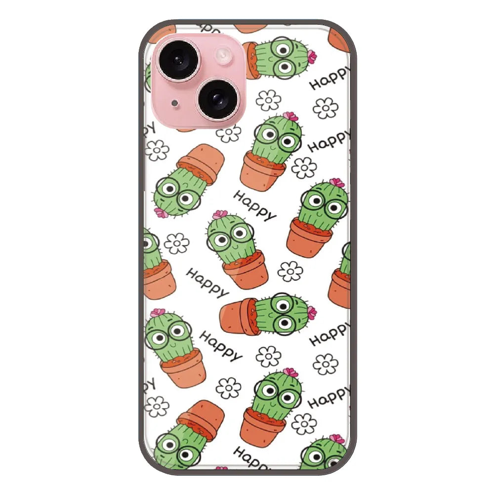 Cute Cactus Happy - Printed Silicone Case For Apple iPhone 14 Plus