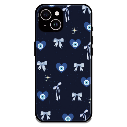 Evil Eye Bow Midnight - Glossy Metal Silicone Case For Apple iPhone 14 Plus