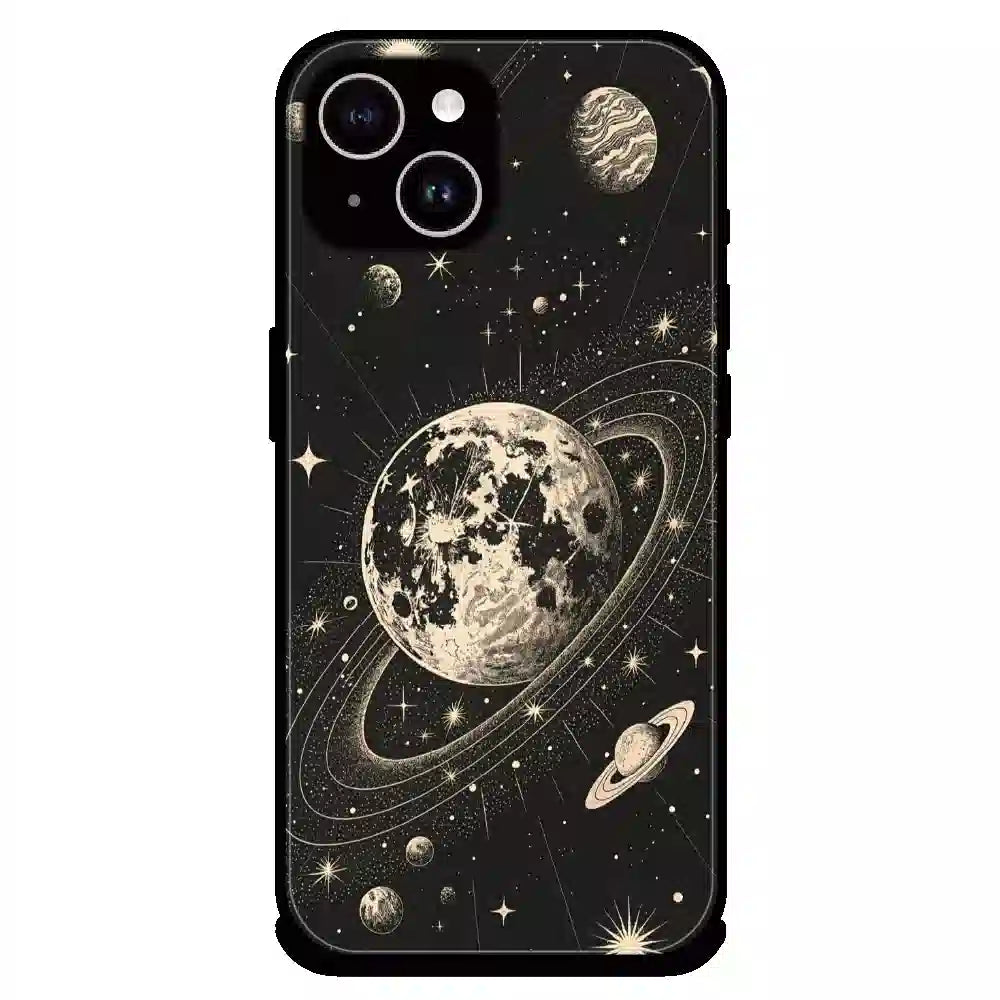 Celestial Planet Orbit - Glossy Metal Silicone Case For Apple iPhone 14 Plus