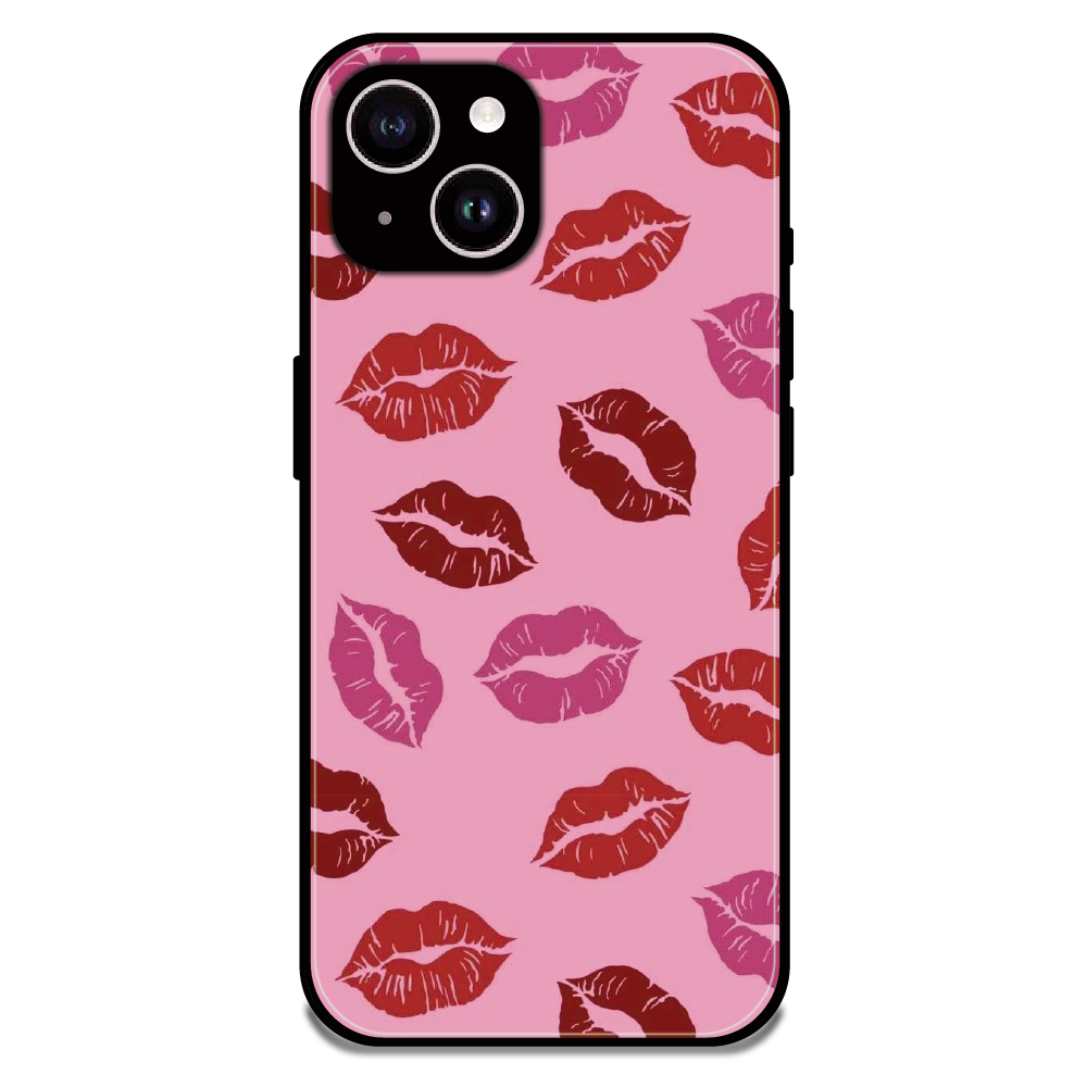 Pink Lips Pop Art Pattern - Glossy Metal Silicone Case For Apple iPhone 14 Plus