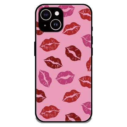 Pink Lips Pop Art Pattern - Glossy Metal Silicone Case For Apple iPhone 14 Plus