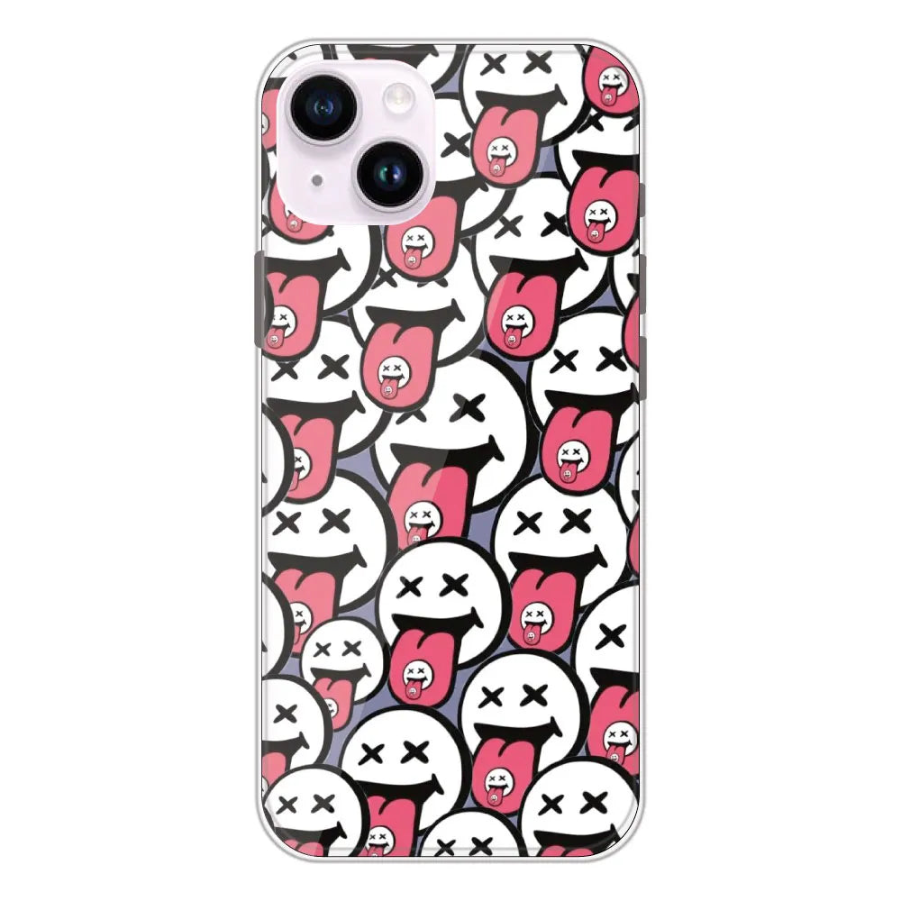 Funny Cartoon Faces - Printed Silicone Case For Apple iPhone 14 Plus
