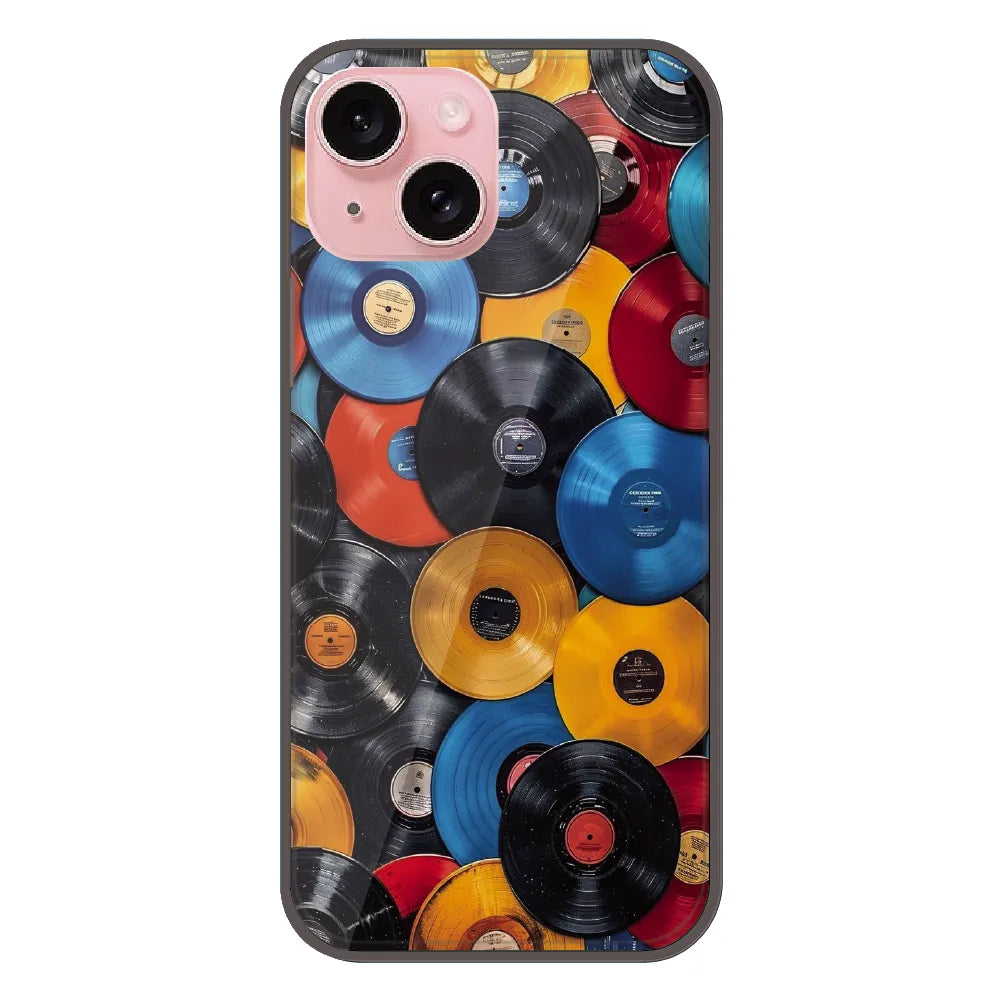 Retro Vinyl Record Pattern - Printed Silicone Case For Apple iPhone 14 Plus
