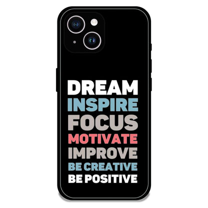 Dream Inspire Focus Typography - Glossy Metal Silicone Case For Apple iPhone 14 Plus