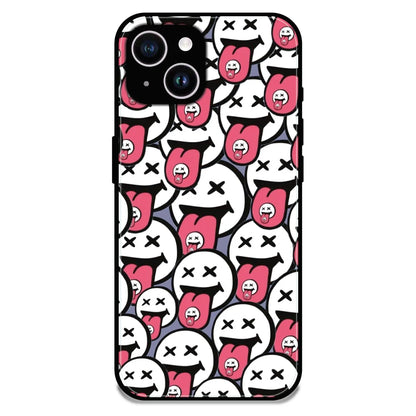 Funny Cartoon Faces - Glossy Metal Silicone Case For Apple iPhone 14 Plus