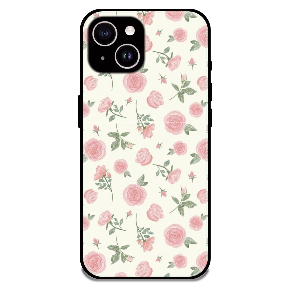 Soft Pink Rose Bloom - Glossy Metal Silicone Case For Apple iPhone 14 Plus